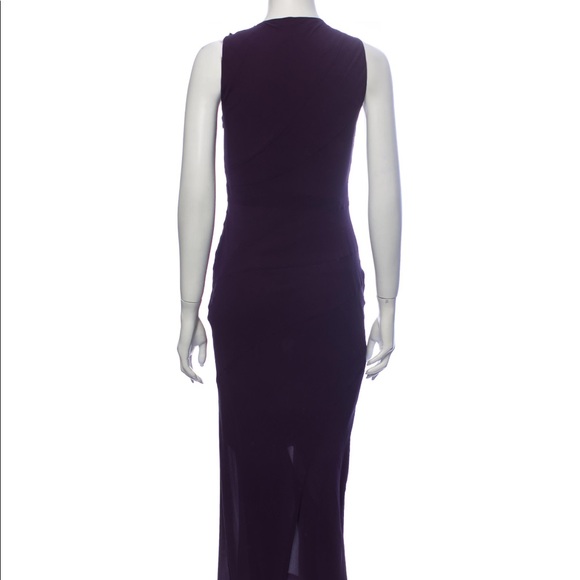 NWT JIL SANDER Runway Deep Plum Silk Chiffon Drape Neck Dress Y2K GR 36 / US 4 - Picture 8 of 11